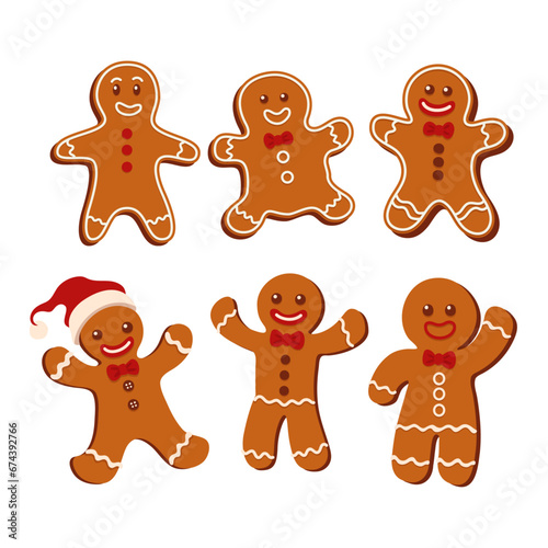 Set of Cute Ginger Bread Illustration in Flat Design