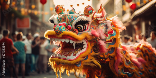 chinese new year, street festival, red dragon, life-size puppet, traditions, mythical animal, theater, performance, China, show, carnival, legend, symbol, Christmas, city, scary, eyes, face, teeth