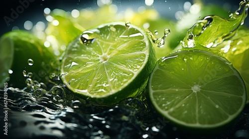 Closeup Fresh Lime And Water