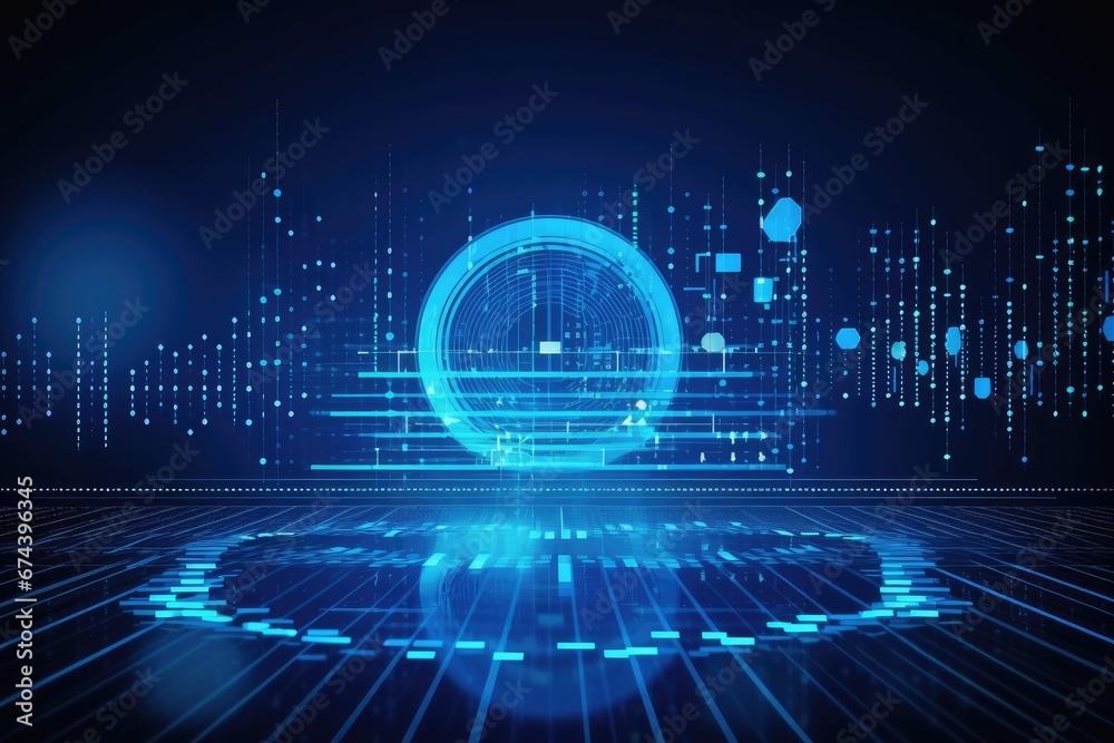 big data concept blue futuristic digital style There is a force of energy attraction in the future world by Generative AI
