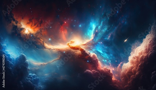 dream amazing art galaxy and landscape planet atmosphere dark blue nebula photo