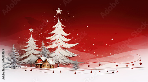 Christmas tree design, wallpaper illustration.