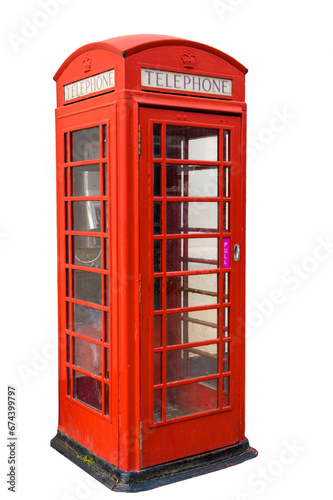 Old fashiond red telephone box isolated