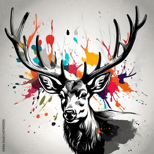 deer illustion ,vector , potrait ,background , wallpaper 