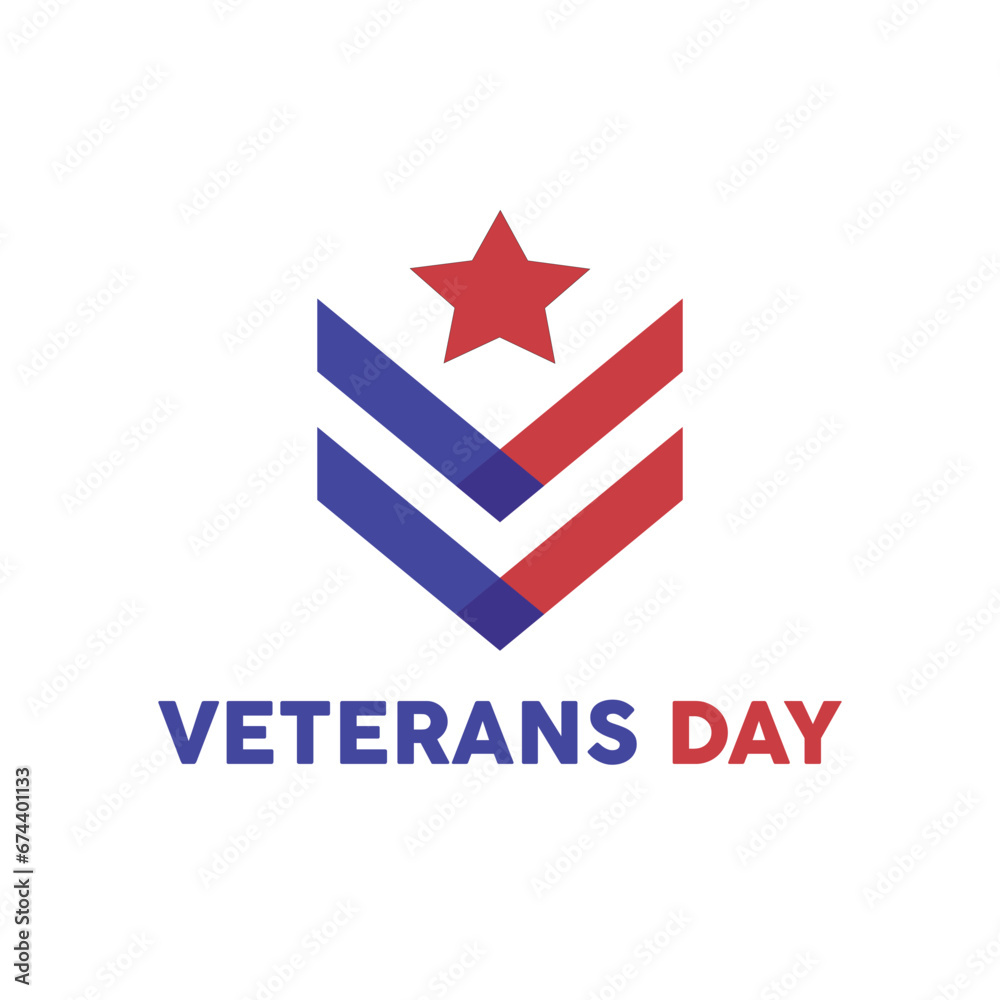 Veterans Day simple logo forms  letter V with solid blue and red color ; Creative design logo ; International Day in 11 November