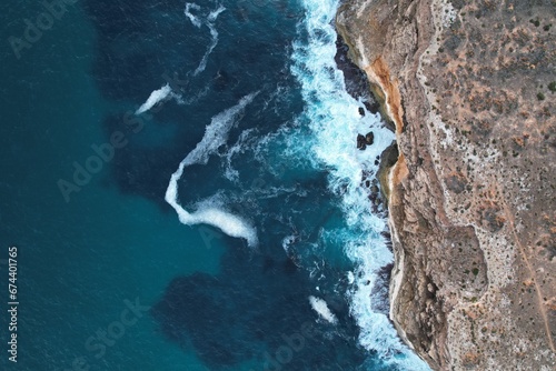 Cliffs along the coast of MacLeod, Western Australia. Aerial drone image. photo