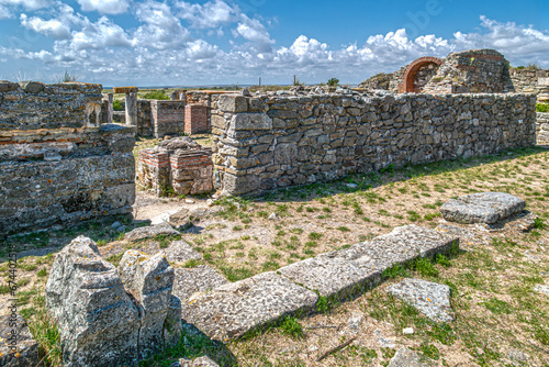 Ruins of the ancient fortress Histria, Dobrogea, Romania photo
