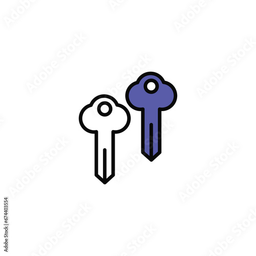 Room Key icon design with white background stock illustration