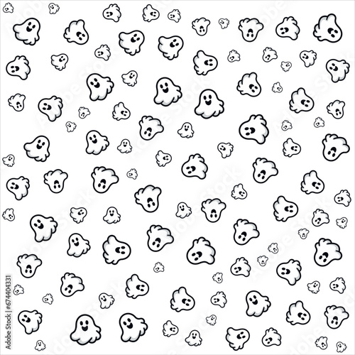 seamless pattern with cute ghost