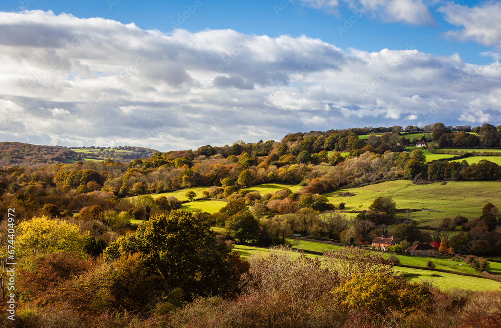 Beautiful autumn countryside and woodland on the high weald near Burwash east Sussex south east England UK