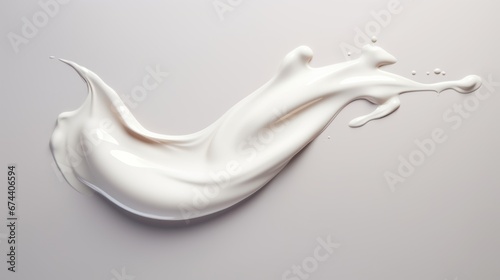 White viscous liquid isolated on solid background. White cosmetic cream. Skin care product for beauty industry photo