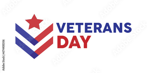 Veterans Day logo forms  letter V with solid blue and red color ; Creative design logo ; International Day in 11 November