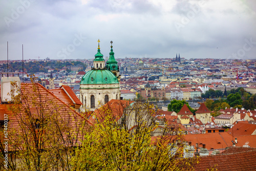 panoramic view of the old town of prague in october