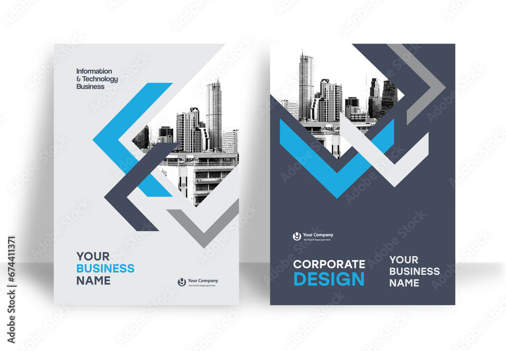Blue and Black Book Cover Layout Stock Template | Adobe Stock
