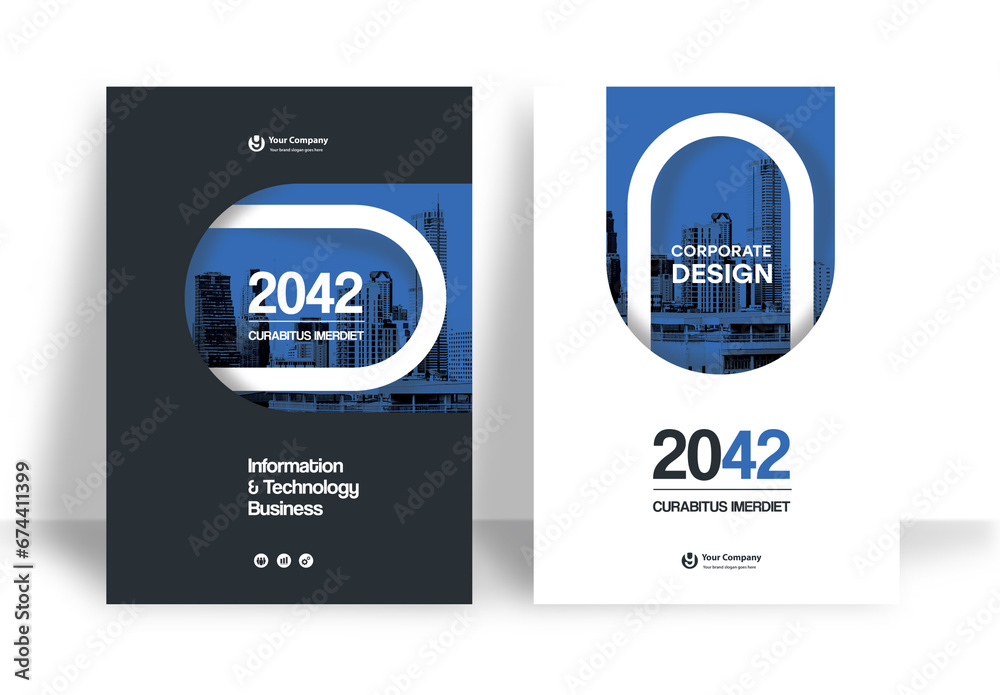 Blue and Black Book Cover Layout Stock Template | Adobe Stock