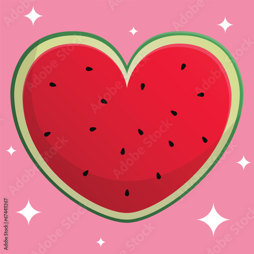 Love watermelon slice illustration vector art cartoon