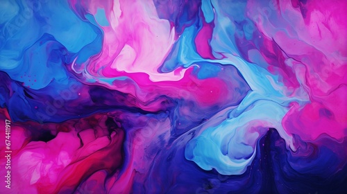 A cosmic blend of deep purples, electric blues, and vibrant pinks in a