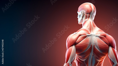 Fotografia Conceptual anatomy healthy skinless human body, muscle system set