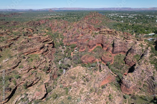 Aerial drone photo of Mirima National Park in Kununurra  photo