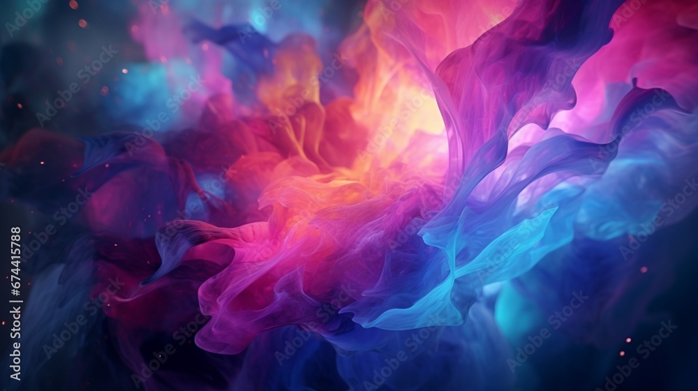 A cosmic collision of ethereal wisps and vivid gradients, beautifully captured in