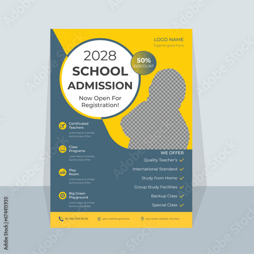 Creative and modern Kids' school admission flyer template design.
Education vector brochure template.