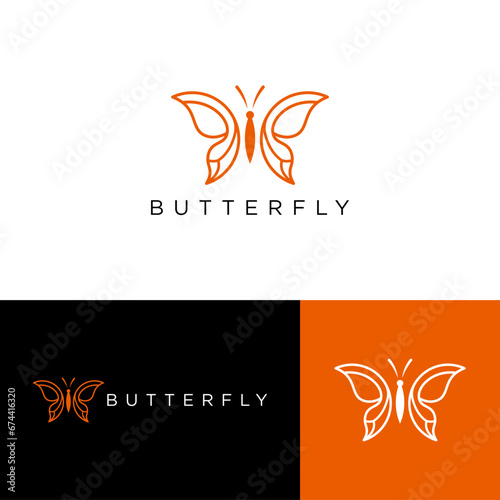 Fototapeta Naklejka Na Ścianę i Meble -  butterfly logo design template with creative line art concept Premium vektor