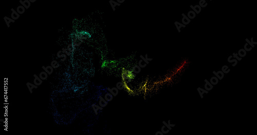 Glittering particle trails for transition or wipe effect.