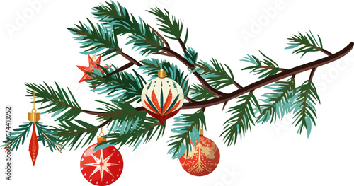 Christmas tree branch with balls