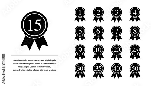 ナンバリングされたメダルのベクターイラストセット
