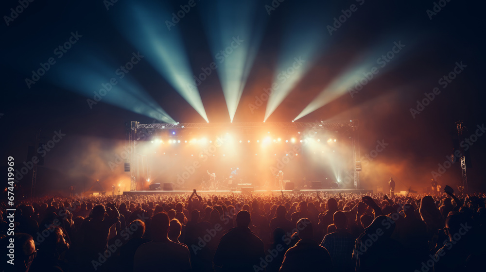 Bright lights of an open air concert