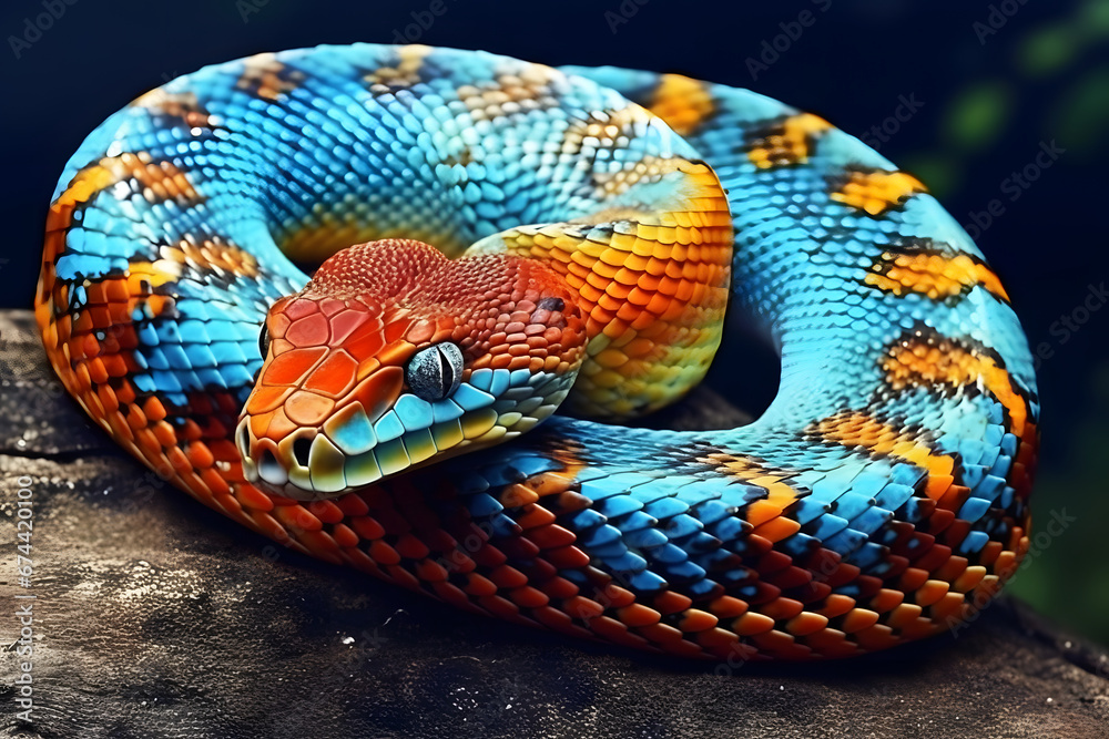 View of a bright snake in the wild. View of a bright snake in the wild.