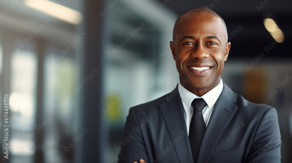 Businessman in the office, mature middle aged black person Businessman in the office, mature middle aged black person