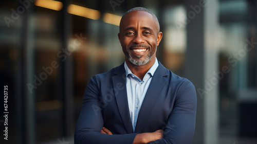 Businessman in the office, mature middle aged black person