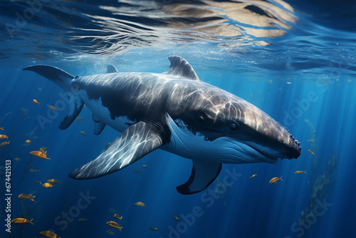 Baby Humpback Whale Calf In Blue Water © wendi