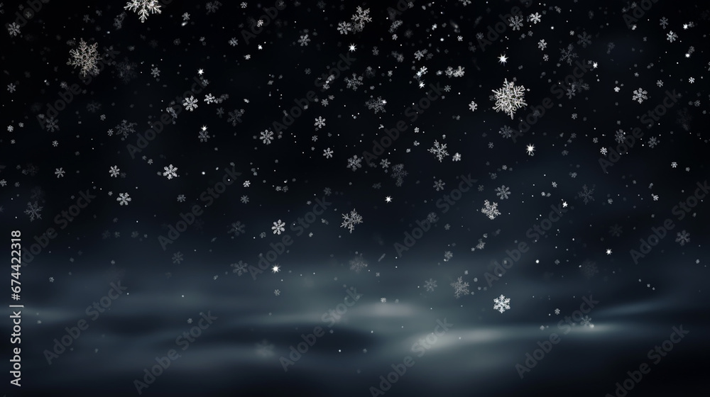 Obraz premium Snowflakes falling on black background