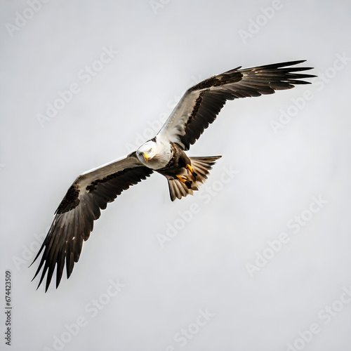 american bald eagle flying on white background