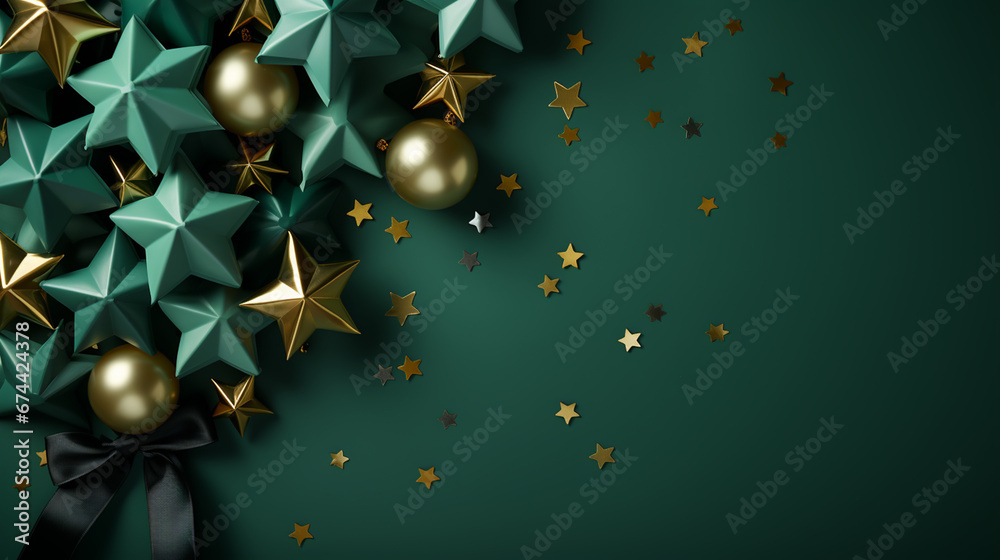 Happy New 2024 Year. Stars on green background. New Year greeting card, banner template. Happy New 2024 Year. Stars on green background. New Year greeting card, banner template.