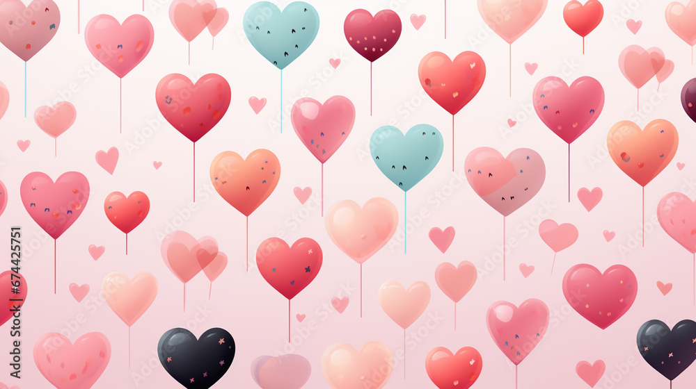 Watercolor patterns with hearts. Valentine's day pattern. Perfect for wrapping paper, postcards, background.