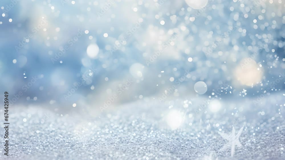 Closeup of a swirling, abstract snowstorm in shades of silver and blue, with small hints of sparkling snowflakes. Closeup of a swirling, abstract snowstorm in shades of silver and blue, with small hints of sparkling snowflakes.