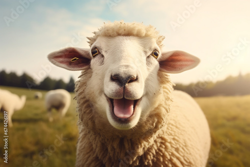 a sheep is laughing photo