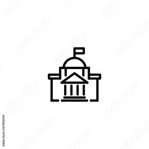 Government building icon for logo isolated on white background