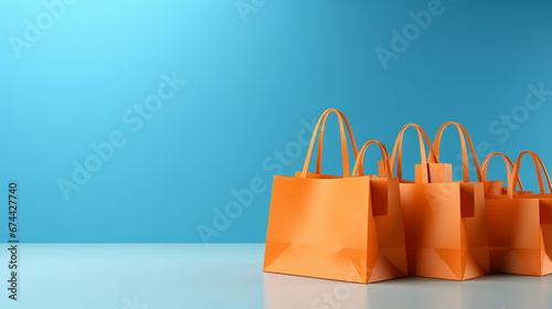 color paper shopping bag floating on color background for shopping concept idea