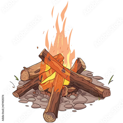 campfire in the woods. Generative AI