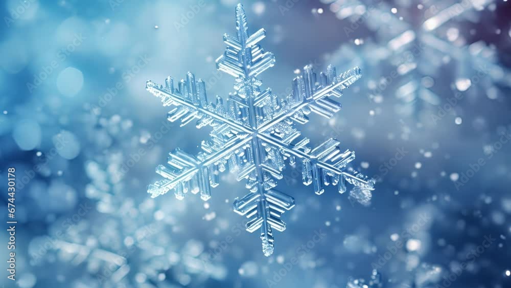 Macro shot of tiny snowflakes forming intricate patterns under a microscope, highlighting the unique beauty and complexity of these frozen crystals.