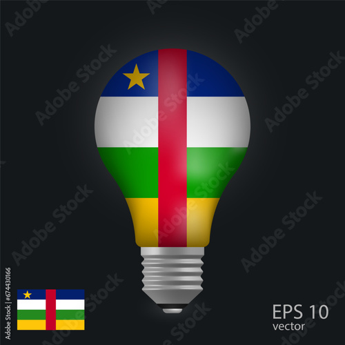 Vector light bulb with flag of Central African Republic, 3D rendering isolated on gray background.
