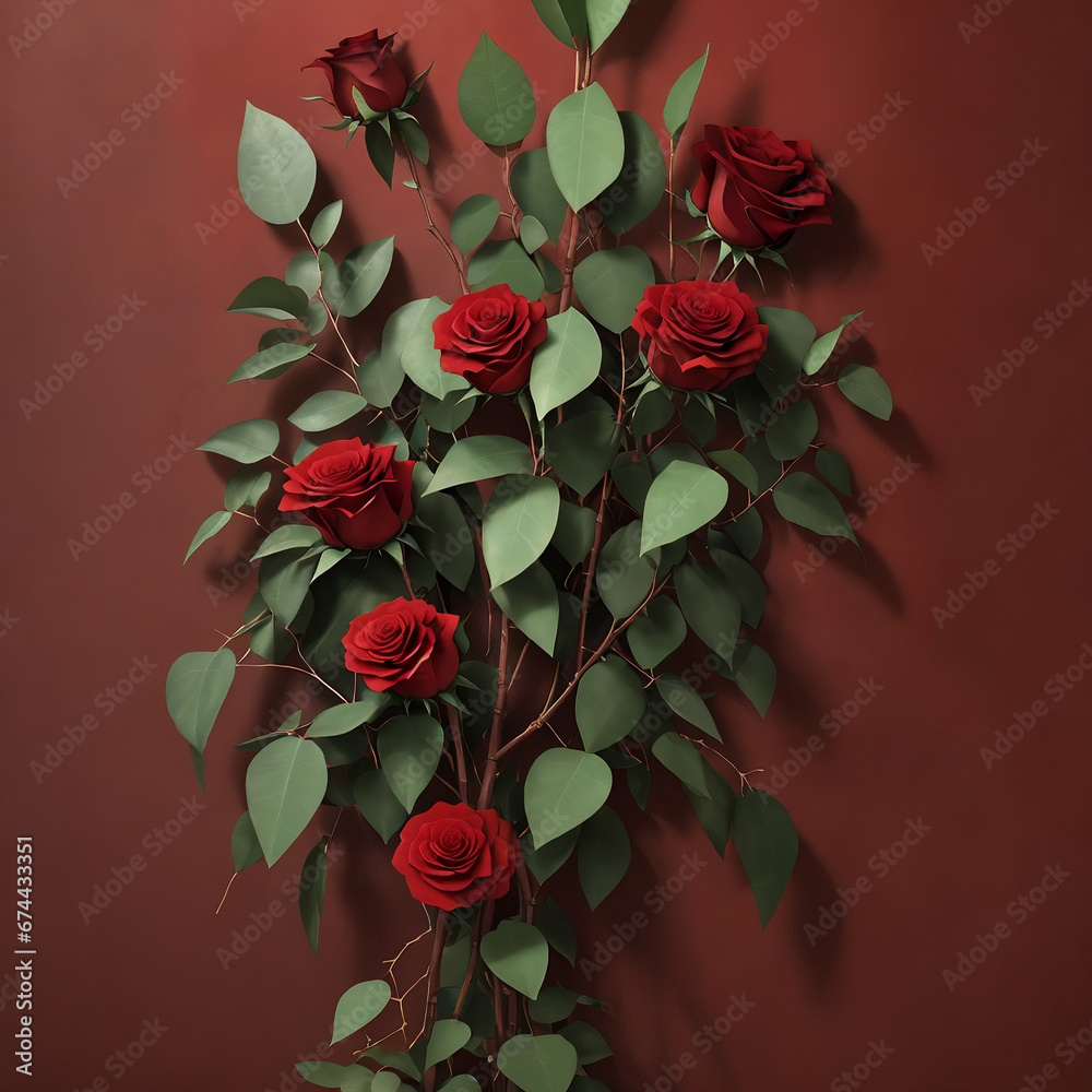 red roses on a red background