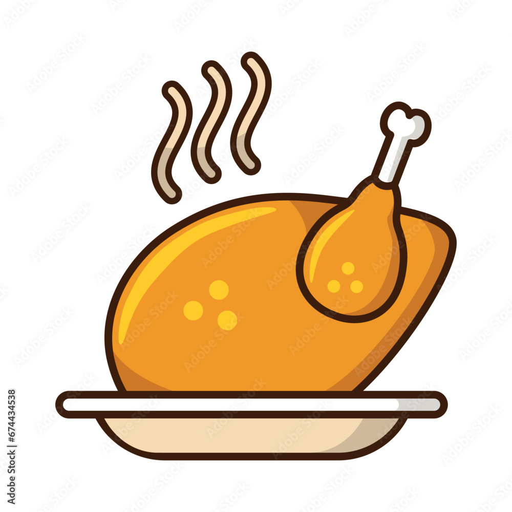 Roast chicken icon vector sign and symbol on trendy design for design and print. Roast chicken icon vector sign and symbol on trendy design for design and print.