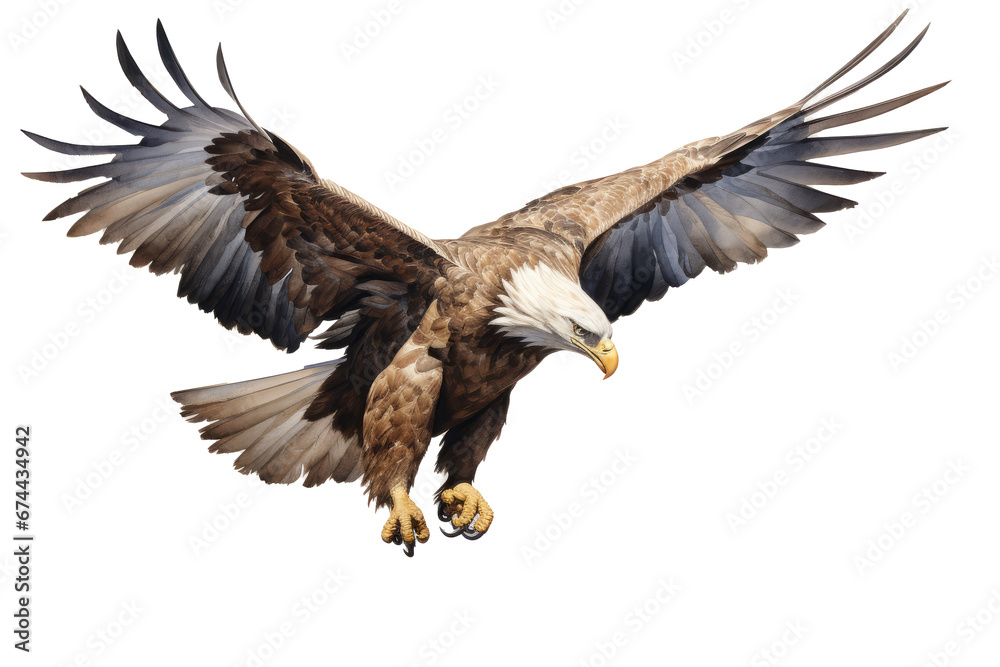 Fototapeta premium Bald eagle on transparent white background