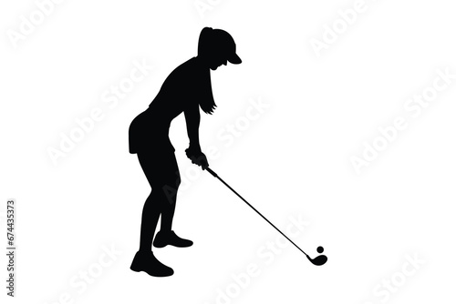 Silhouette of female golfer. Golfer. People playing golf in flat style, isolated on white background. Symbols for designing your website, logo, apps, publications.