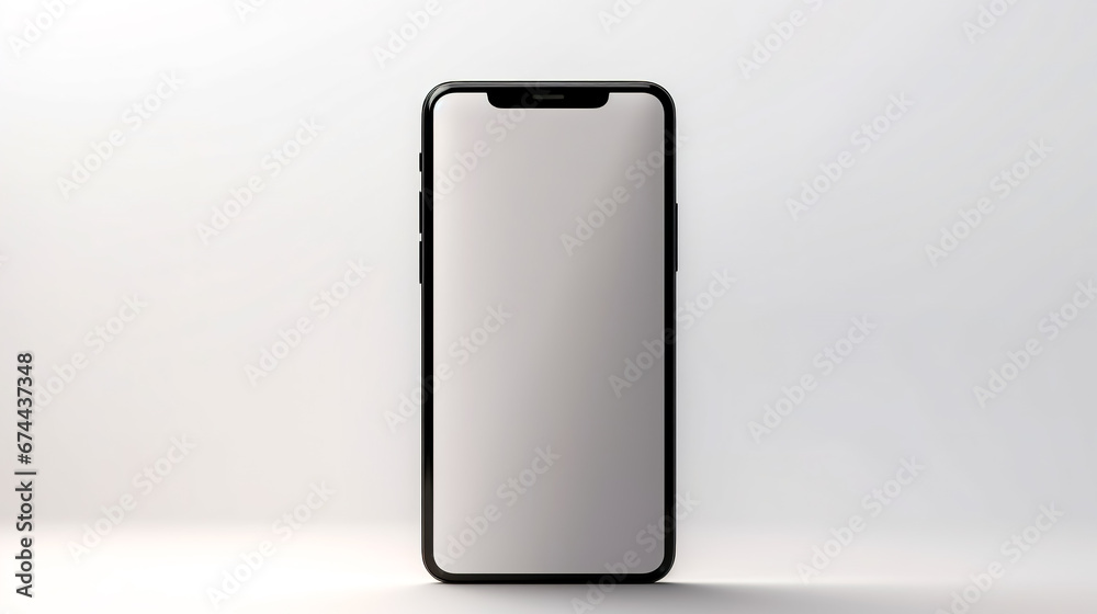 Smartphone with blank white screen on a white background, close up. Smartphone with blank white screen on a white background, close up.